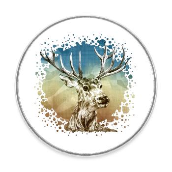Deer - Round  fridge magnet - white - Front