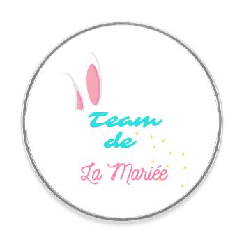 "Team La Mariée Lapin" - Pour un mariage adorable - Magnet rond - blanc - Devant