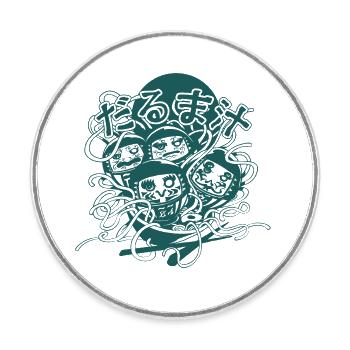 Daruma-Suppe (Schwarz-Weiß-Version) - Runder Kühlschrankmagnet - Weiß - Vorne
