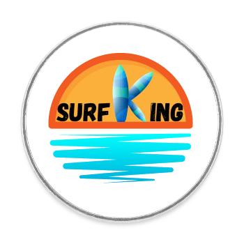 Roi du surf - Magnet rond - blanc - Devant