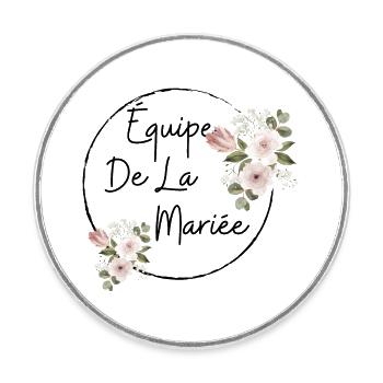 Équipe de la mariée floral - Magnet rond - blanc - Devant