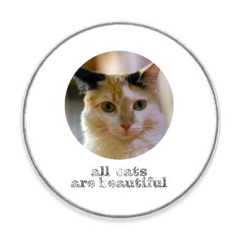 All cats are beautiful - Round  fridge magnet - white - Front
