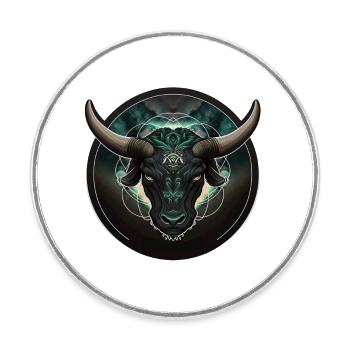 Astro Stier - Runder Kühlschrankmagnet - Weiß - Vorne