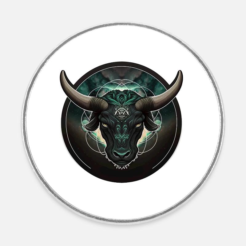 Astro bull - Round fridge magnet - white
