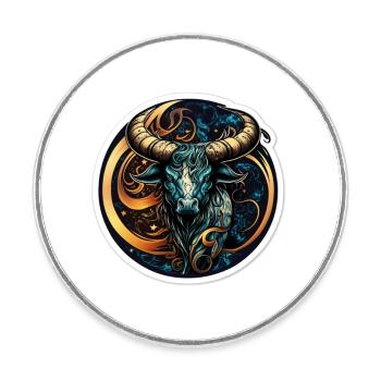 oiled bull - Round  fridge magnet - white - Front