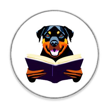 Hunde Bücher Rottweiler Lesen Hundehalter Hund - Runder Kühlschrankmagnet - Weiß - Vorne