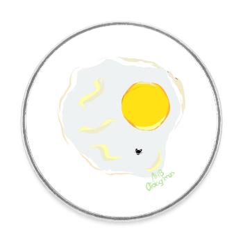 ŒUF FRIT contre mouche - Magnet rond - blanc - Devant