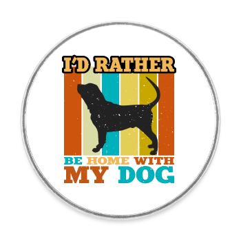 Bluthund Hund Liebhaber Silhouette Vintage Sonnenuntergang - Runder Kühlschrankmagnet - Weiß - Vorne