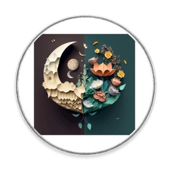 Flowers from the moon to earth, gift, birthday - Round  fridge magnet - white - Front