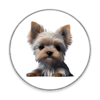 propriétaire de chien Yorkshire Terrier chiot chien - Magnet rond - blanc - Devant