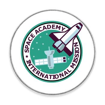 "Vintage Space Academy International" - Round  fridge magnet - white - Front