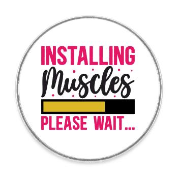 Installing Muscles, please wait. Fitness - Round  fridge magnet - white - Front