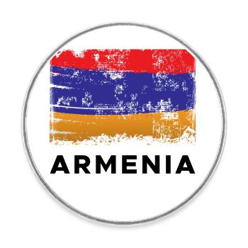 Armenia Flag - Runder Kühlschrankmagnet - Weiß - Vorne