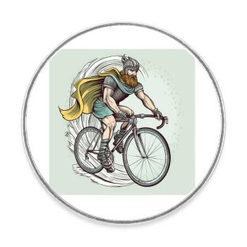 Road Warrior - Vikinger Krieger Rennradfahrer - Runder Kühlschrankmagnet - Weiß - Vorne