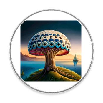 Mushroom comic - Runder Kühlschrankmagnet - Weiß - Vorne