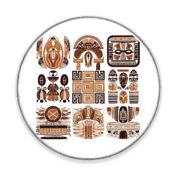 Folklore africain - Magnet rond - blanc - Devant