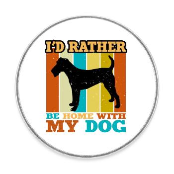 Irish Terrier Dog Lover Silhouette Vintage Sunset - Round  fridge magnet - white - Front