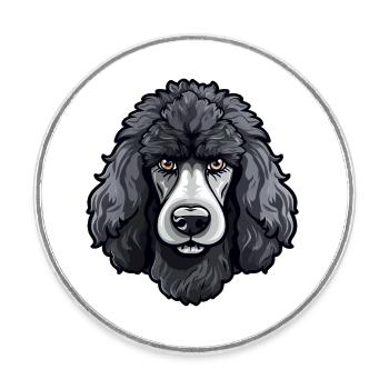 Groß Pudel Kopf Hund Comic Cartoon Stil Design - Runder Kühlschrankmagnet - Weiß - Vorne