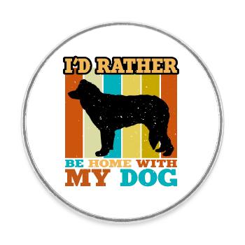 Walisischer Schäferhund Hund Liebhaber Silhouette Vintage Sonnenuntergang - Runder Kühlschrankmagnet - Weiß - Vorne