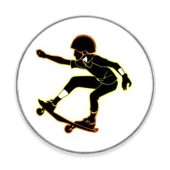 Skateboard - Round  fridge magnet - white - Front