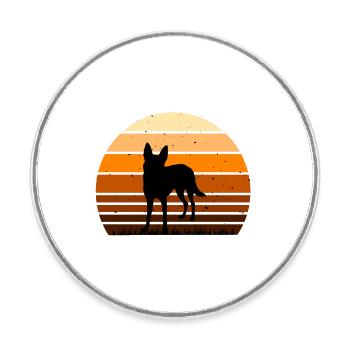 Carolina Dog Lover Silhouette Vintage Sunset - Magnet rond - blanc - Devant