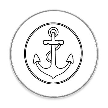 Bateau d’ancre Navire Nautique - Magnet rond - blanc - Devant