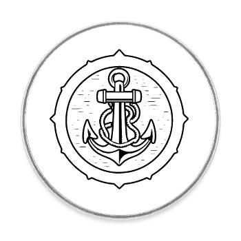 Bateau d’ancre Navire Nautique - Magnet rond - blanc - Devant