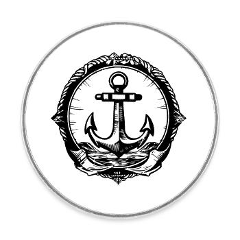 Anker Boot Schiff Nautik - Runder Kühlschrankmagnet - Weiß - Vorne