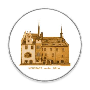 Neustadt an der Orla Thuringia town hall - Round  fridge magnet - white - Front