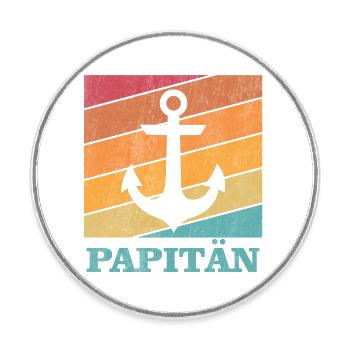 Papänn Papitän Father's Day Best Papa Captain - Runder Kühlschrankmagnet - Weiß - Vorne
