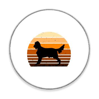 Irish Setter Dog Lover Silhouette Vintage Sunset - Round  fridge magnet - white - Front