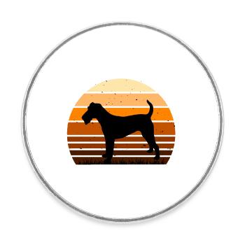 Irish Terrier Dog Lover Silhouette Vintage Sunset - Round  fridge magnet - white - Front