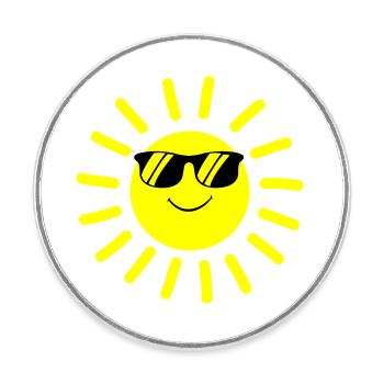Sun Smile - Round  fridge magnet - white - Front