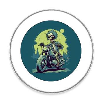 Dead Rider - Der Biker-Zombie - Runder Kühlschrankmagnet - Weiß - Vorne