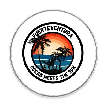 Fuerteventura - Ocean meets the Sun - Round  fridge magnet - white - Front