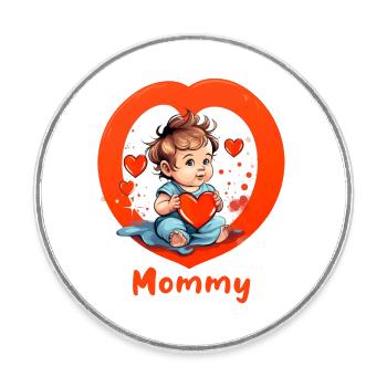 Je coeur maman - Magnet rond - blanc - Devant