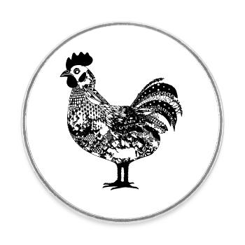 Huhn Hühnerstall Geflügel Hahn Bauernhof - Runder Kühlschrankmagnet - Weiß - Vorne