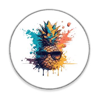 Drôle de fruit d’ananas - Magnet rond - blanc - Devant