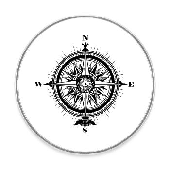 Kompass Nautik Segelboot Seefahrer - Runder Kühlschrankmagnet - Weiß - Vorne