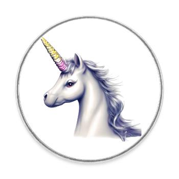 Licorne Fille Licornes Licorne Animal Mythique Licorne - Magnet rond - blanc - Devant