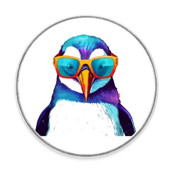 Ral le pingouin - Magnet rond - blanc - Devant