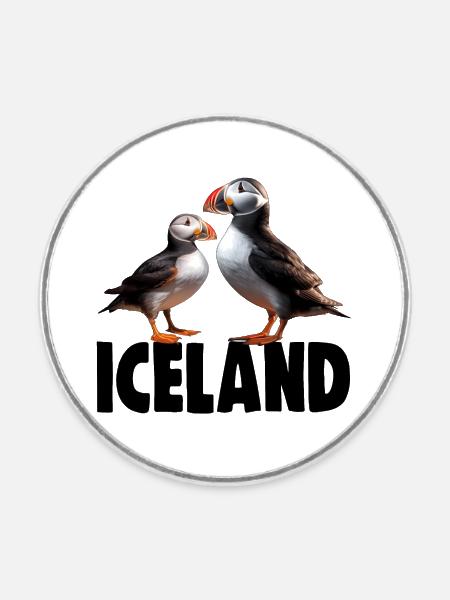 ISLAND PUFFINS - Runder Kühlschrankmagnet - Weiß