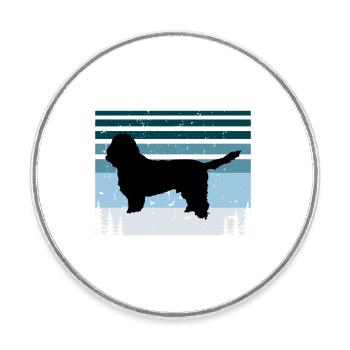 Basset Griffon Vendéen Petit Dog Silhouette Retro - Runder Kühlschrankmagnet - Weiß - Vorne