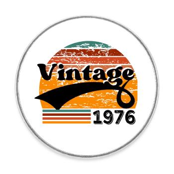 Vintage 1976 - Round  fridge magnet - white - Front