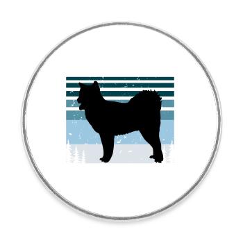 Canadian Eskimo Dog Love Silhouette Vintage Sunset - Magnet rond - blanc - Devant