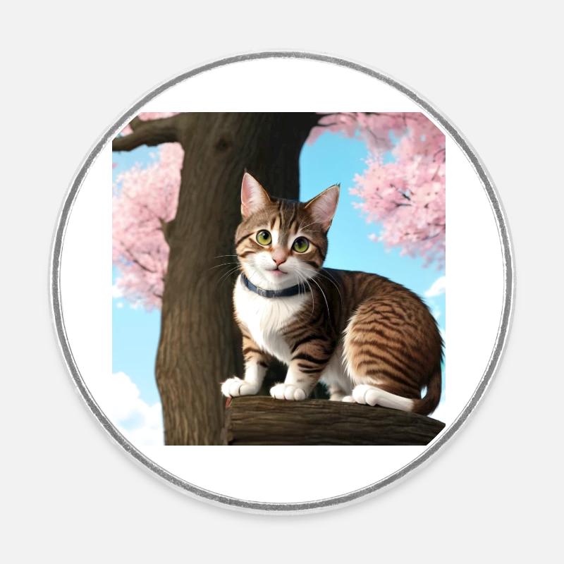 catbird image - Runder Kühlschrankmagnet - Weiß