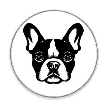 Französische Bulldogge Frenchie Boston Terrier - Runder Kühlschrankmagnet - Weiß - Vorne