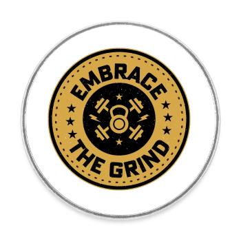 Embrace The Grind Weight Lifting Workout - Round  fridge magnet - white - Front
