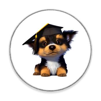 Bachelor Australischer Schäferhund Uni Studium - Runder Kühlschrankmagnet - Weiß - Vorne