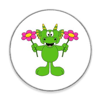 BLUMEN - LIEBE - DRACHE - GESCHENK - GARTEN - Runder Kühlschrankmagnet - Weiß - Vorne